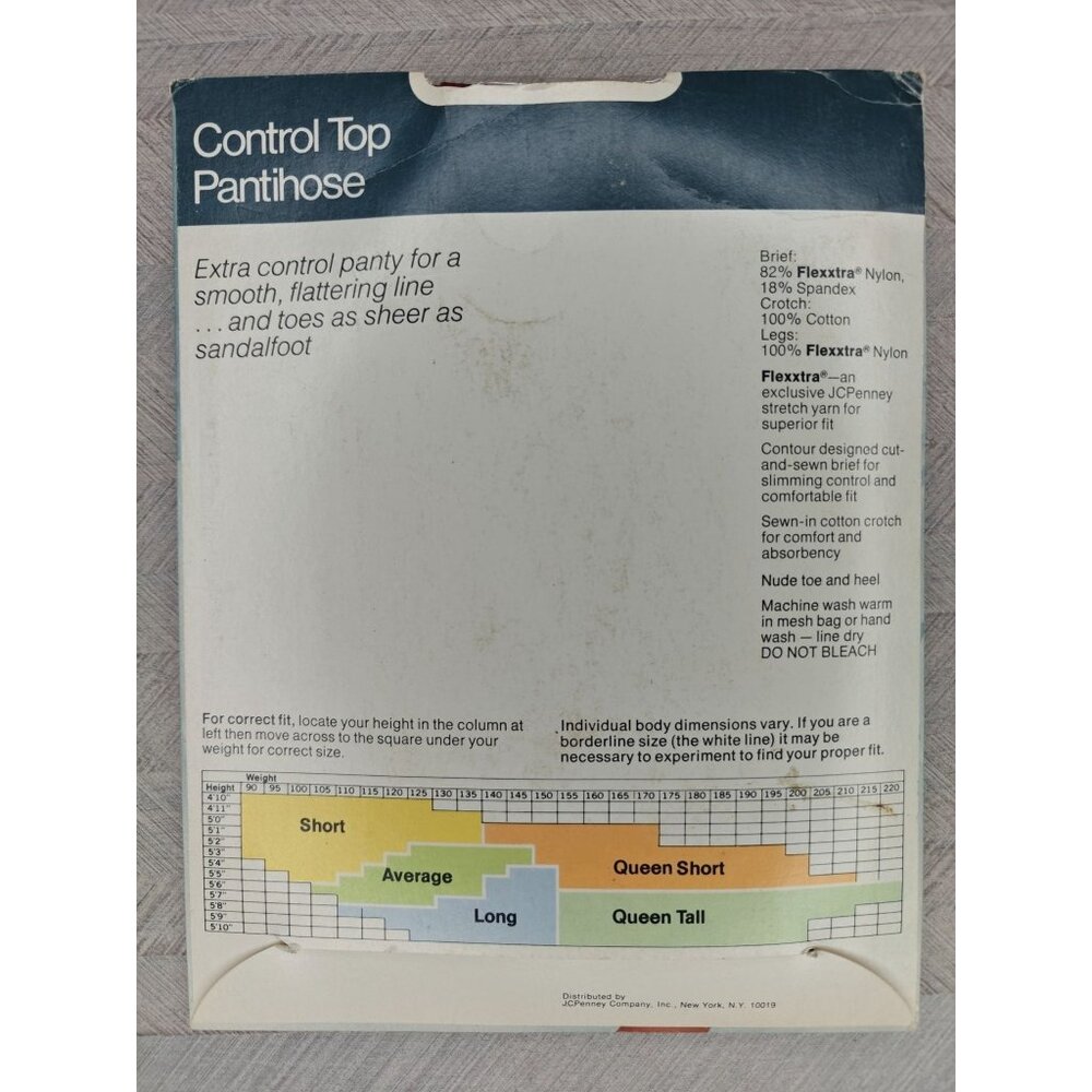 JCPenney Control Top Super Shaper Pantyhose Short Port Wine Sheer Toes Nude Heel - Picture 3 of 3